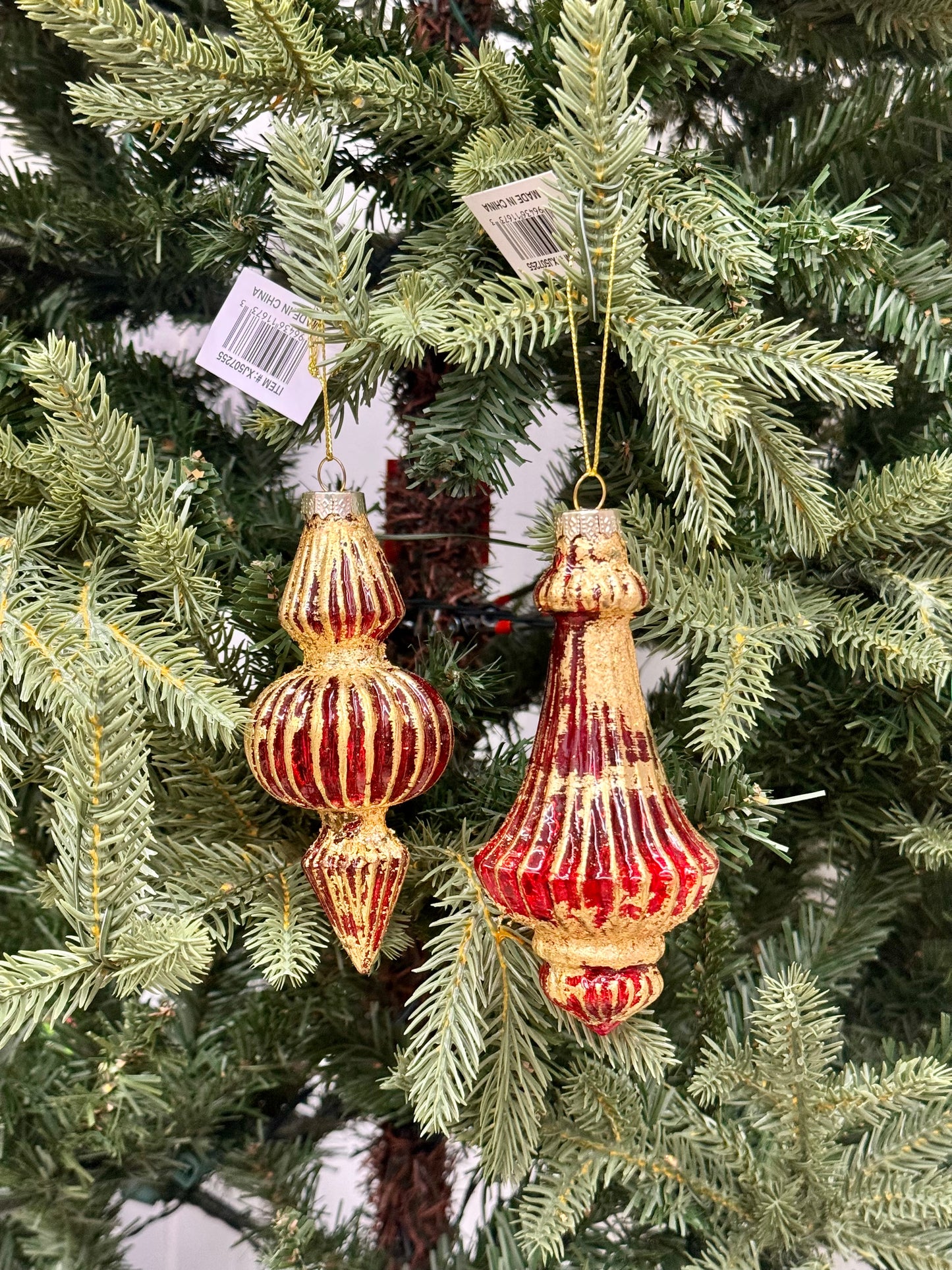 Red And Gold Glass Antique Finial Two Styles