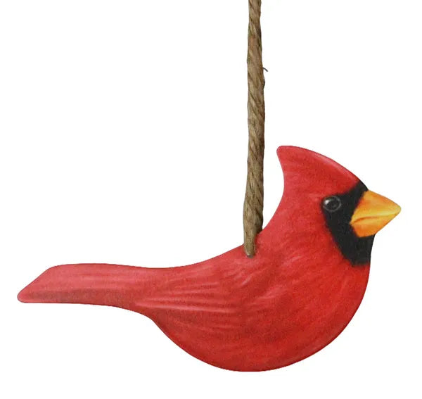 5.5 Inch Red Double Sided Metal Cardinal Ornament