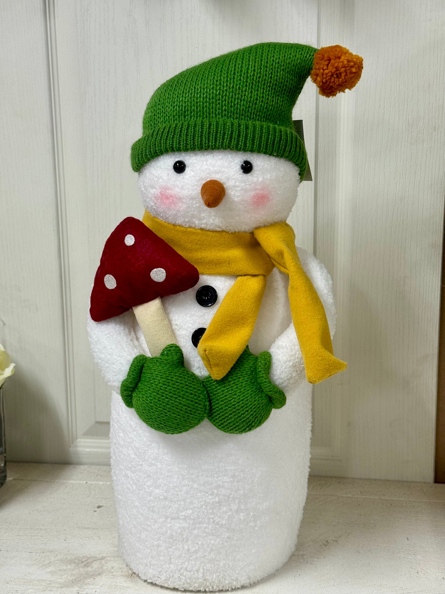 Wondershop 20 Inch Standing Snowman Holding A Mushroom