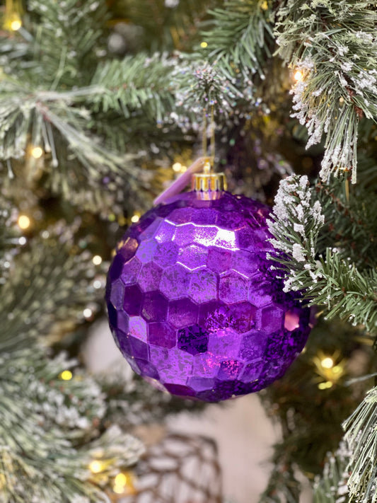 6 Inch Shiny Purple Antique Look Ornament Ball