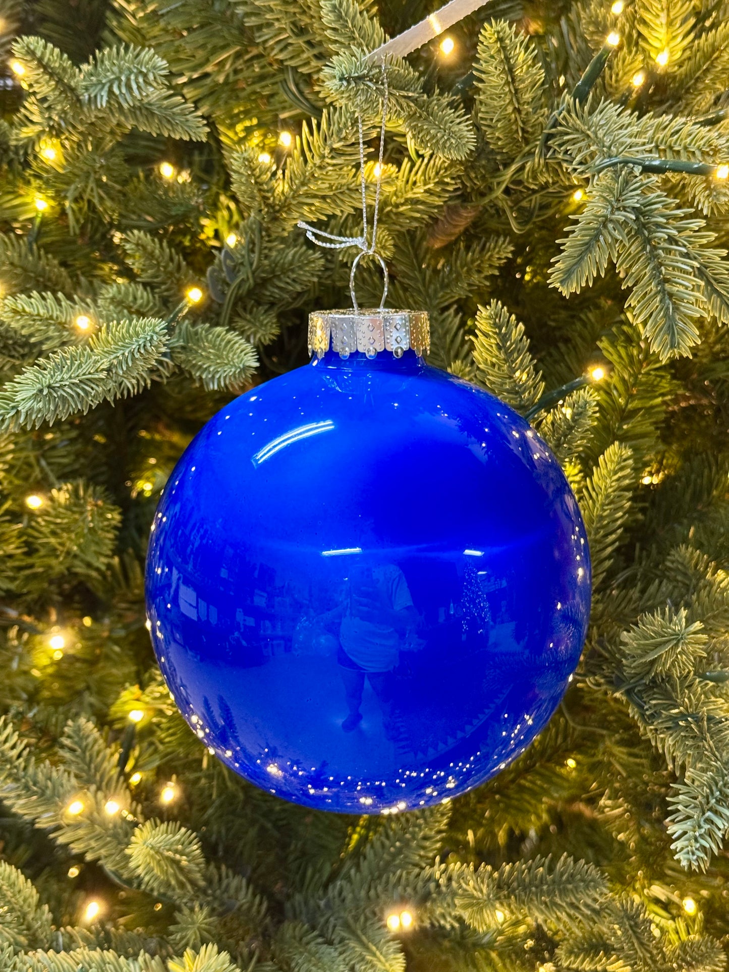 6 Inch Royal Blue Lacquer Glass Look Ornament