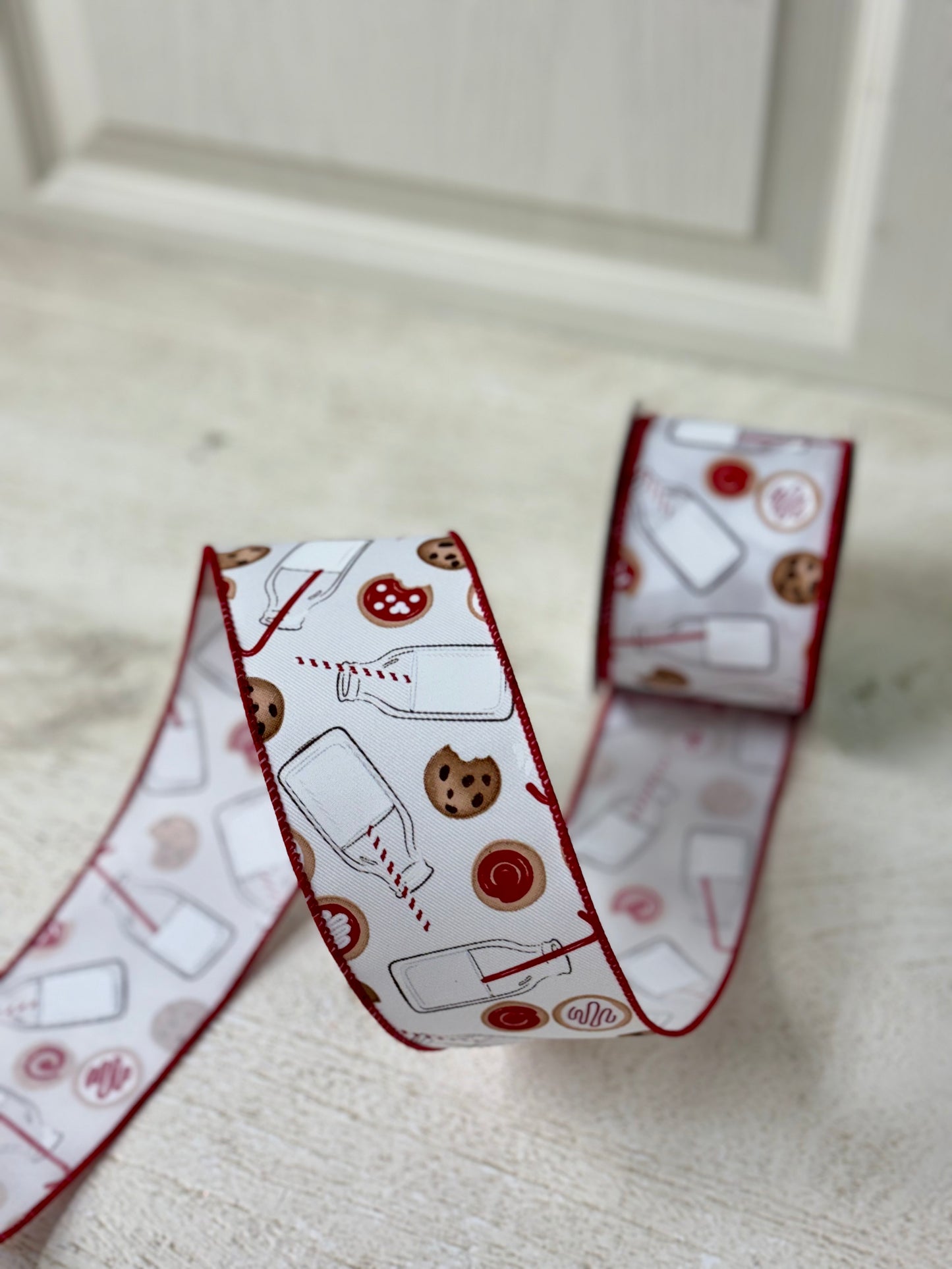 2.5 Inch By 10 Yard Red And White Milk And Cookies Ribbon