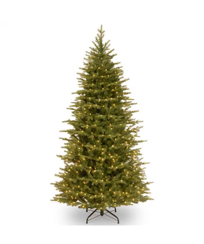 National Tree Company 6.5 Foot Feel Real Nordic Spruce Slim Hinged Tree with 650 Clear Lights Open Box