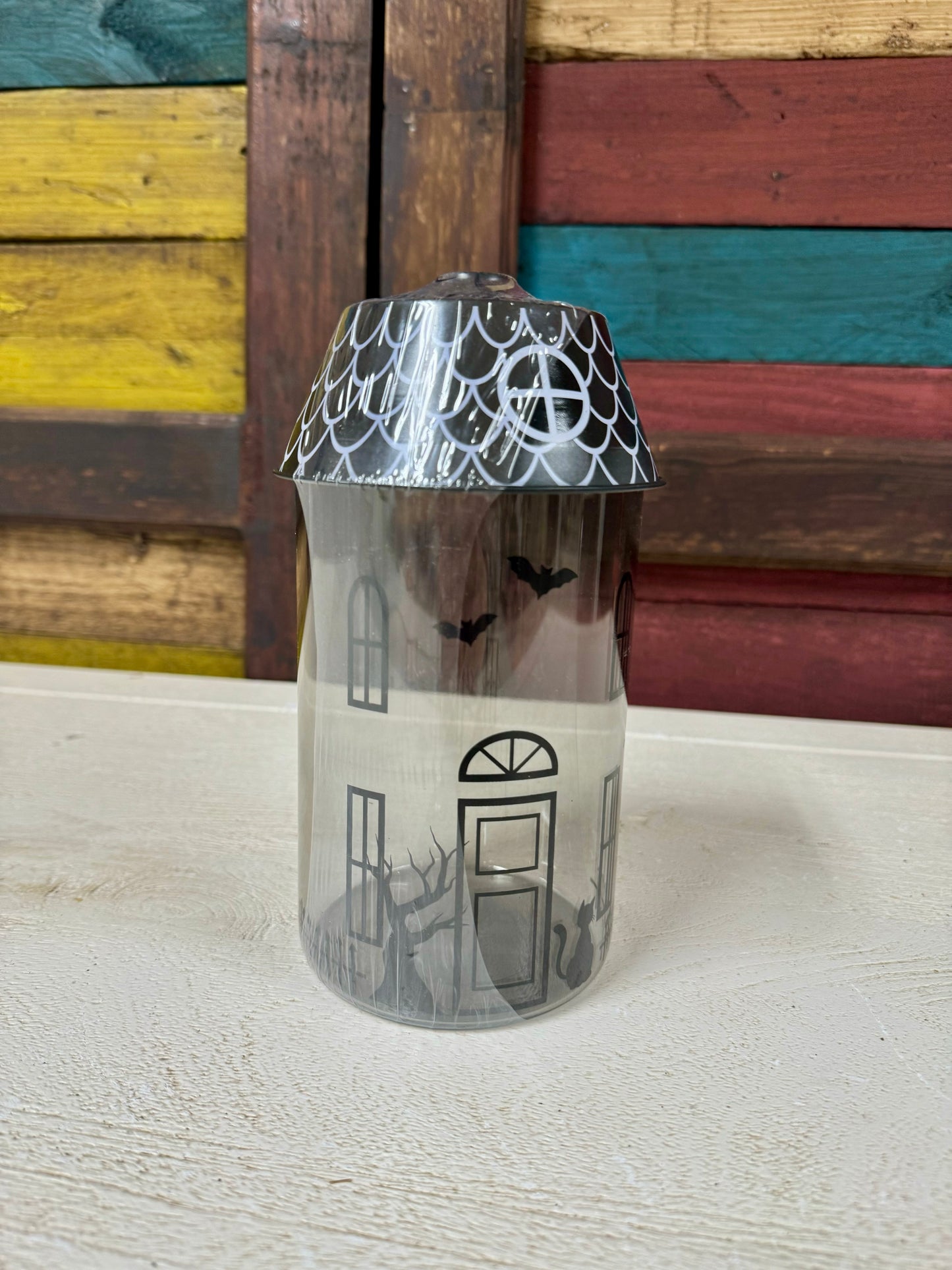 Haunted House Halloween Glass Jar