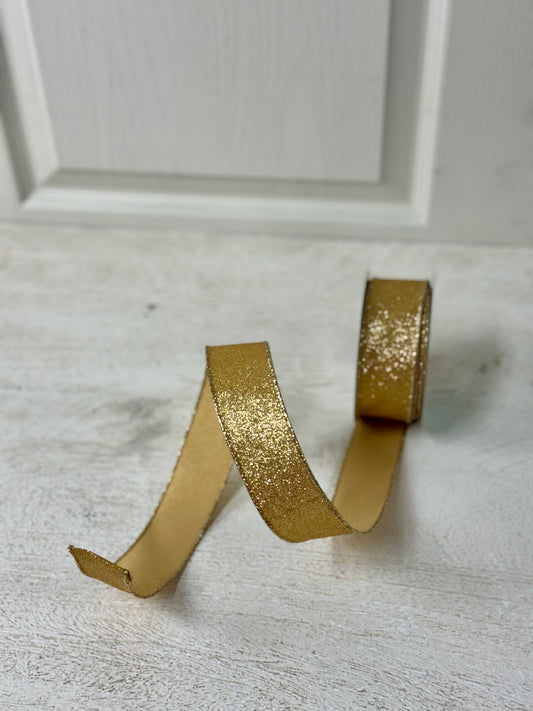 1.5 Inch By 10 Yard Gold Glitter Ribbon