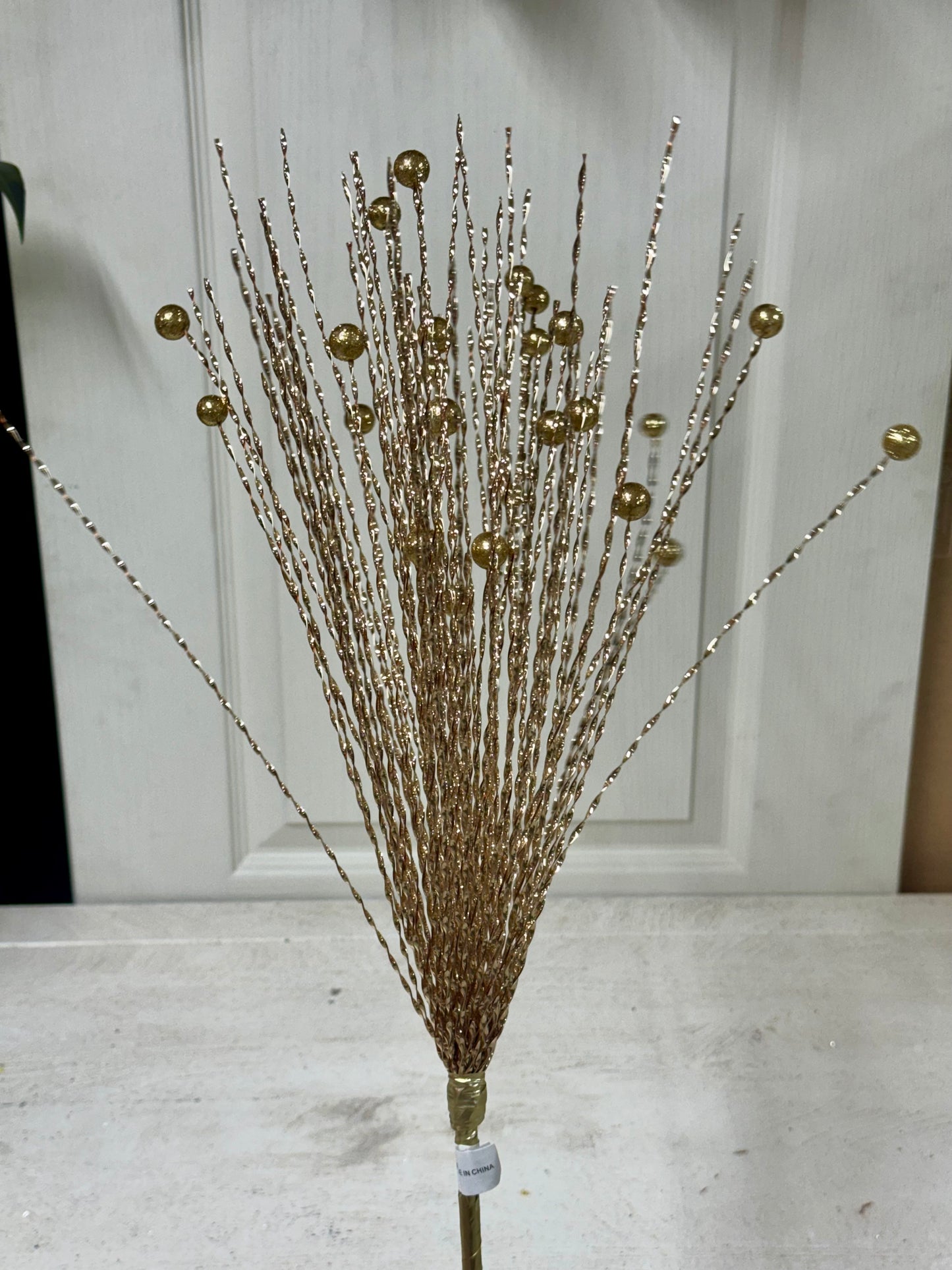 30 Inch Gold Tinsel And Ball Spray