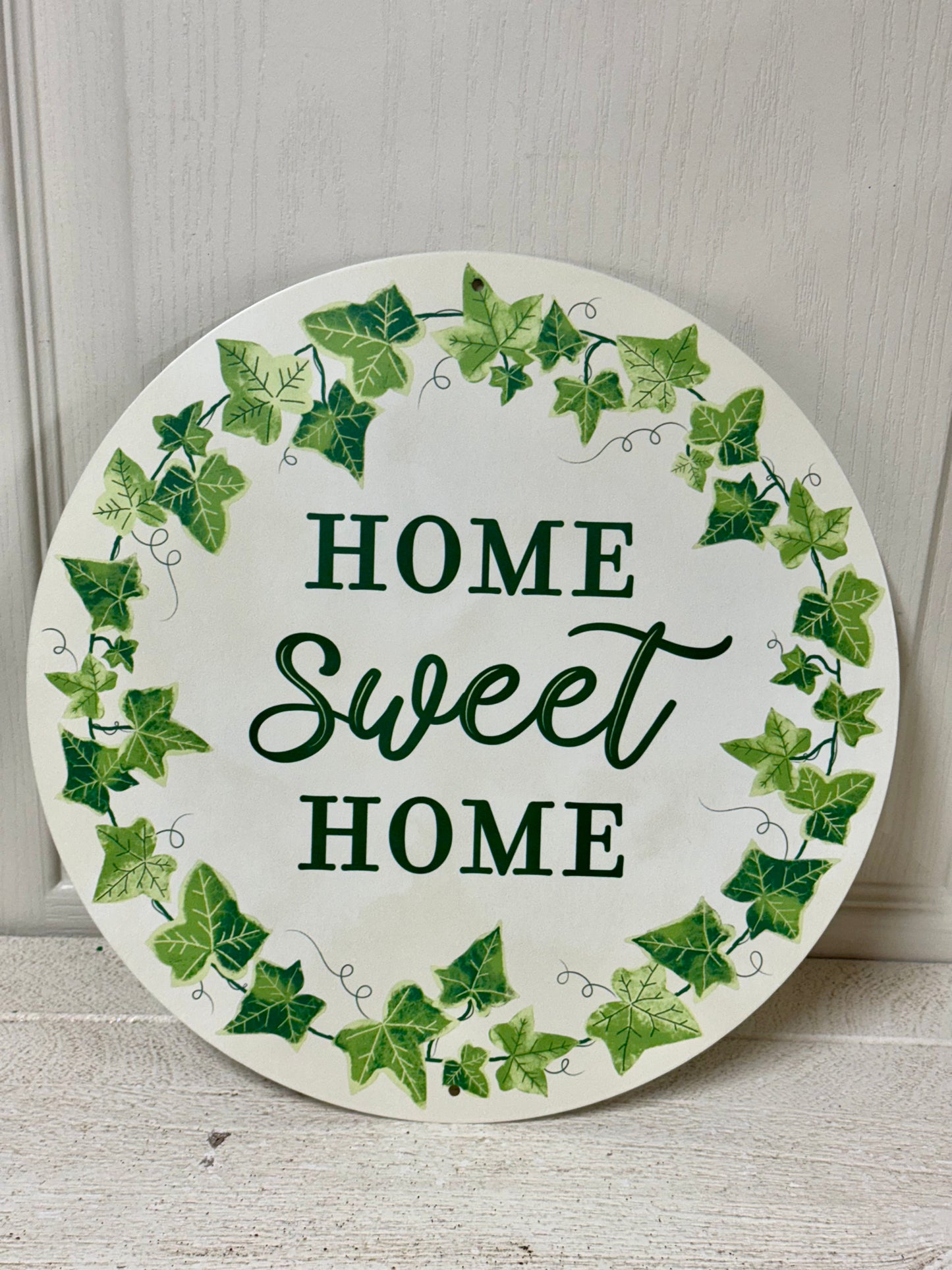 12 Inch Home Sweet Home With Ivy Round Metal Sign