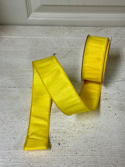 1.5 Inch By 10 Yard Yellow Faux Dupioni Ribbon