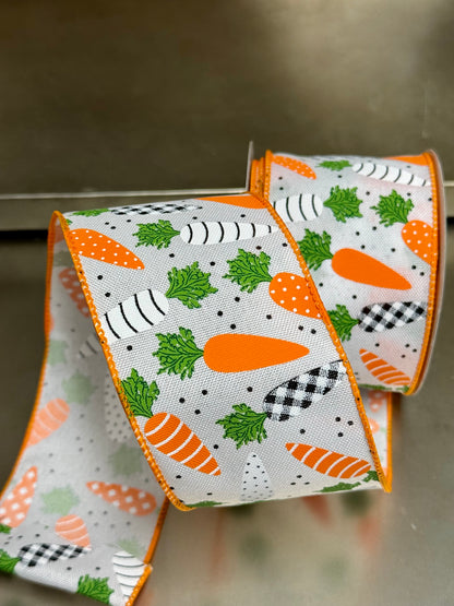 2.5 Inch By 10 Yard Patterned Carrots Ribbon