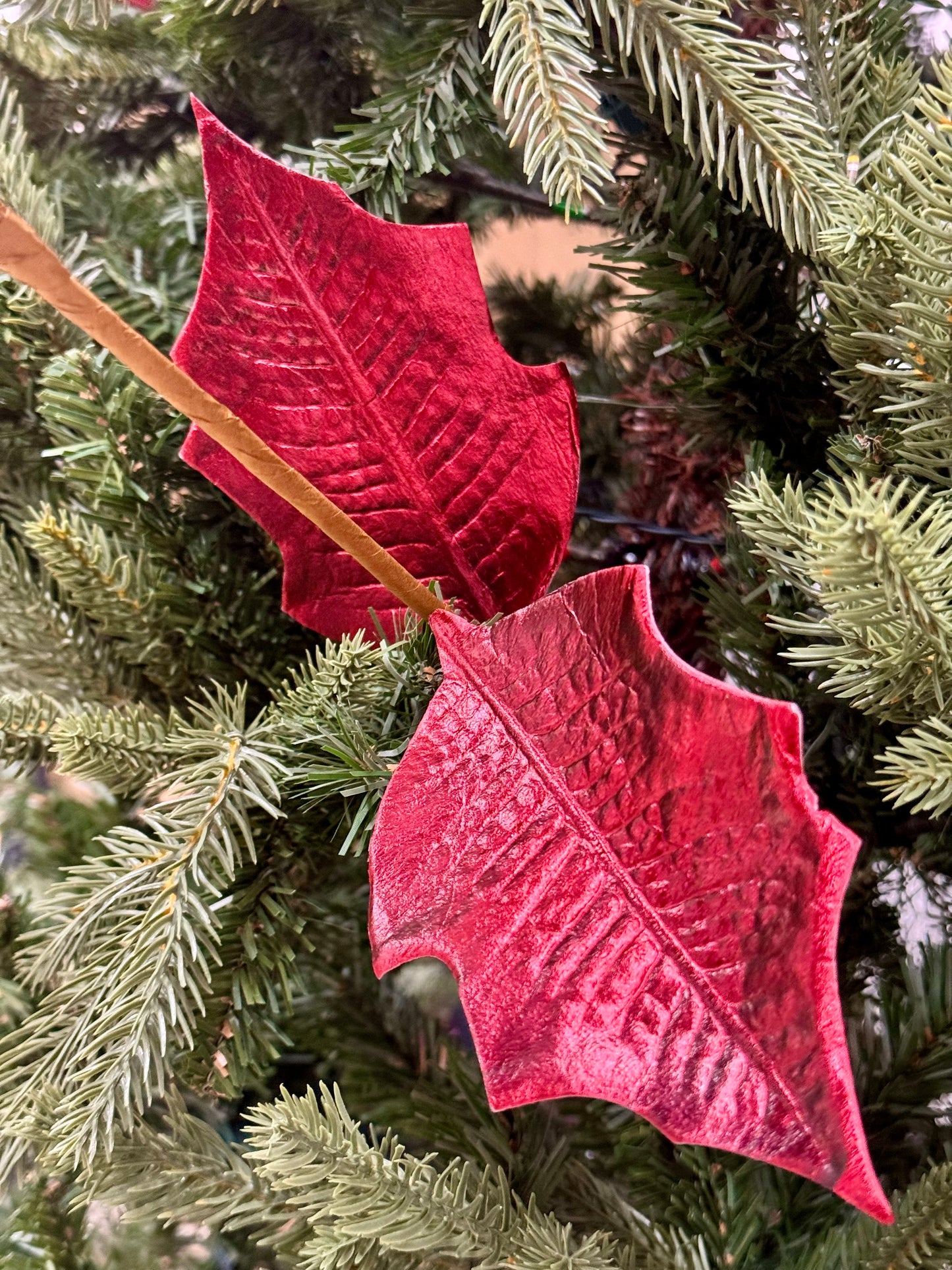 32 Inch Burgundy Velvet Poinsettia Stem