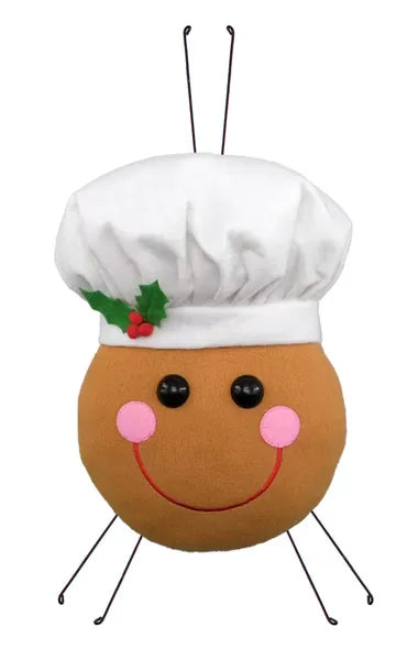 13 Inch Gingerbread Chef Head Decor