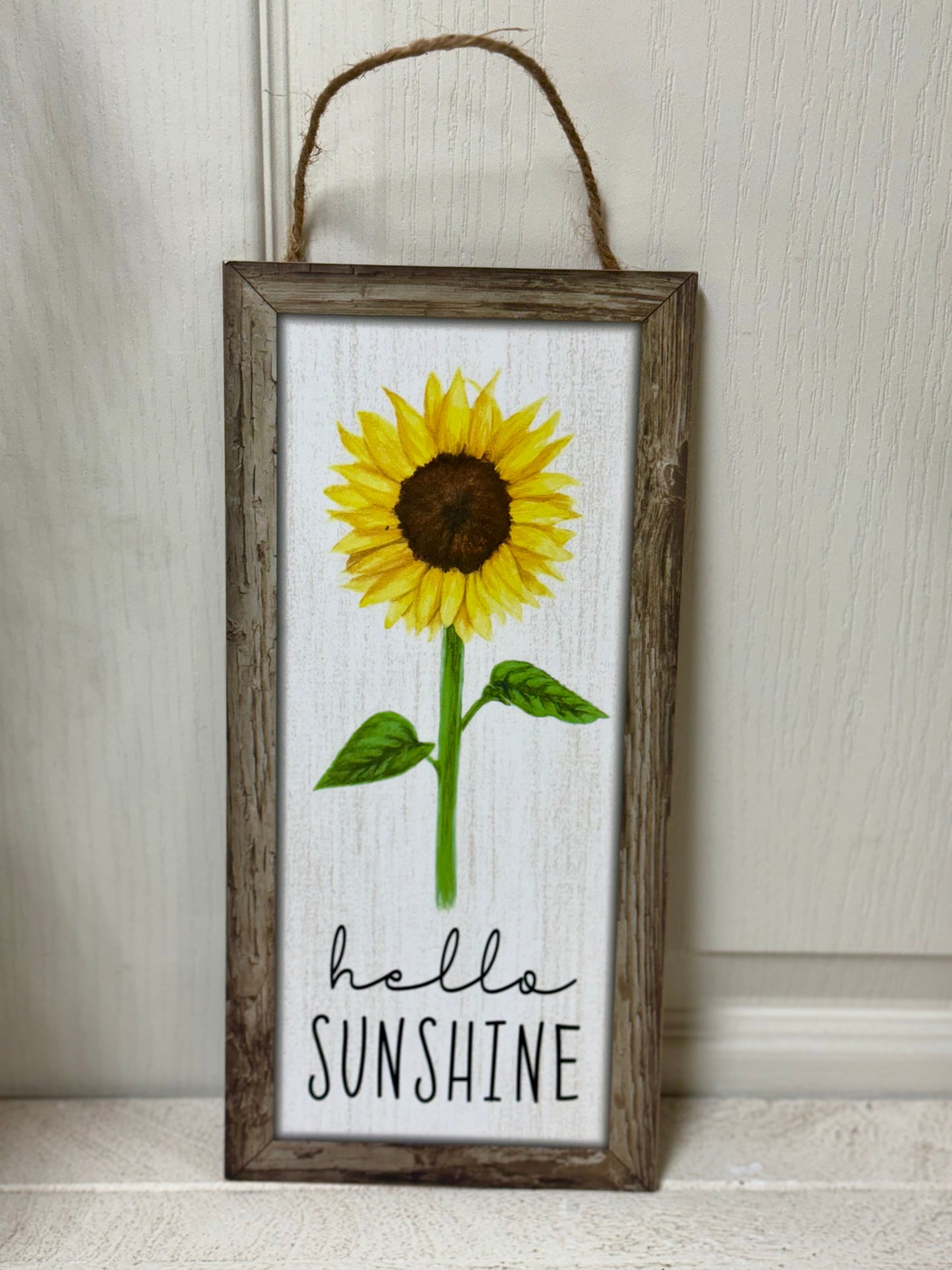 Hello Sunshine Sunflower Wood Wreath Sign