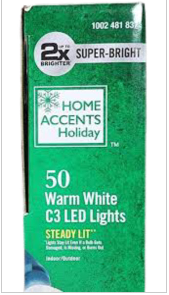 Home Accents Holiday 50 Warm White Steady Lit C3 Led Lights