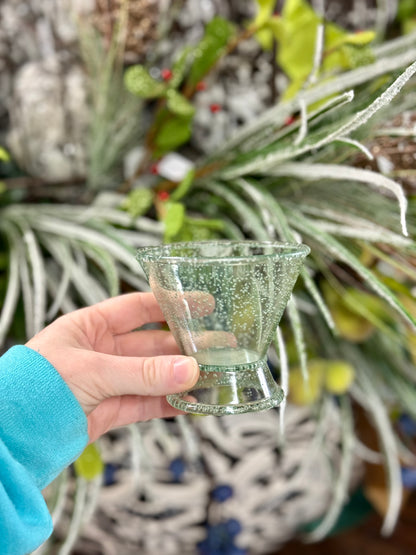 Green Round Short Speckled Drinking Vessel