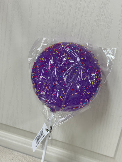 5 Inch Purple Glitter Sprinkle Lollipop Stick