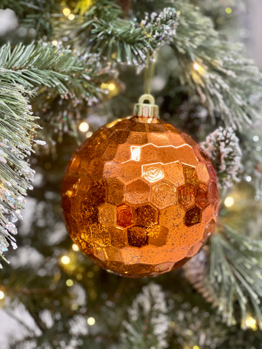 6 Inch Shiny Copper Honeycomb Ornament Ball