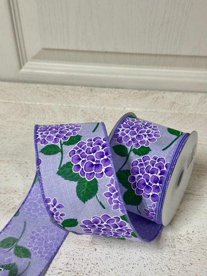 2.5 Inch By 10 Yard Lavender Hydrangeas Ribbon