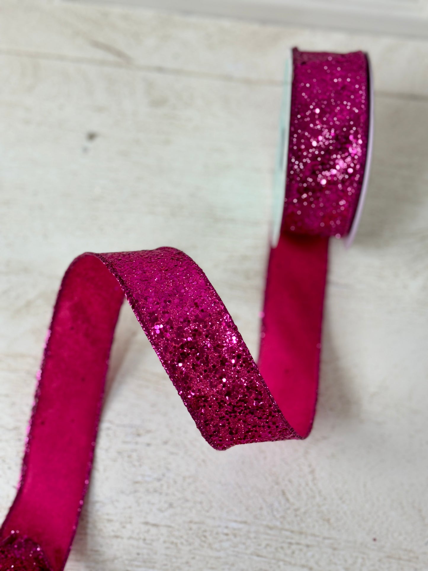 1.5 Inch By 10 Yard Fuchsia Large Glitter Ribbon