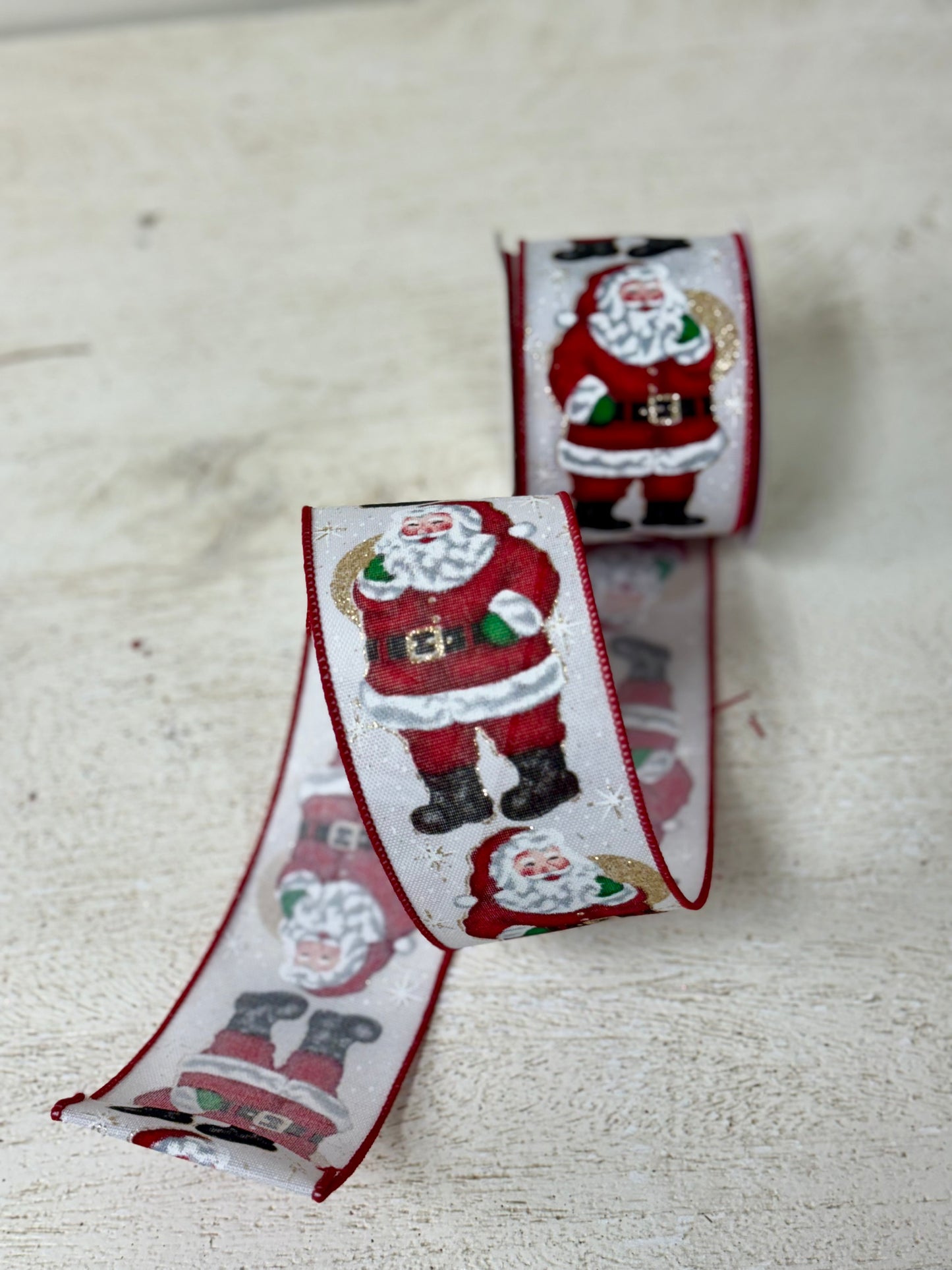 2.5 Inch By 10 Yard Standing Santa Ribbon