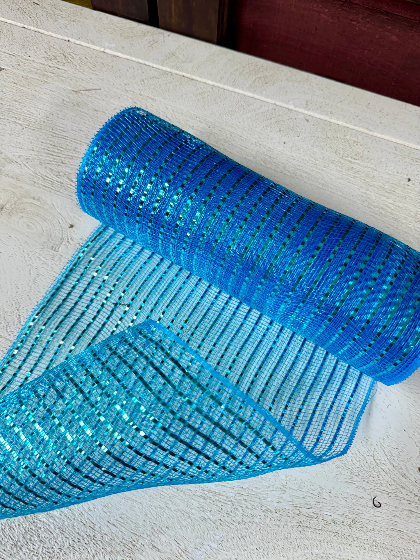 10 Inch By 10 Yard Turquoise With Turquoise Foil Netting