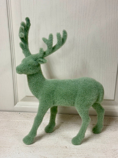 13 Inch Flocked Standing Deer Four Colors