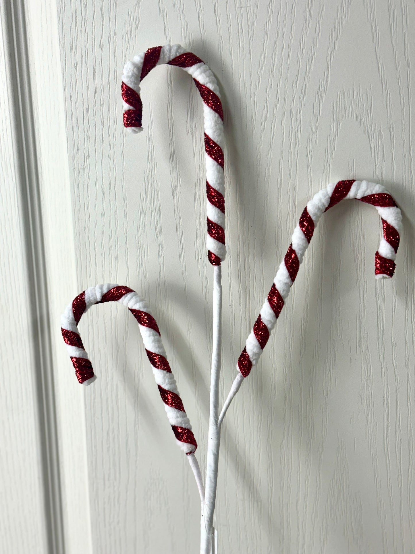 26 Inch Red And White Glitter Candy Cane Spray