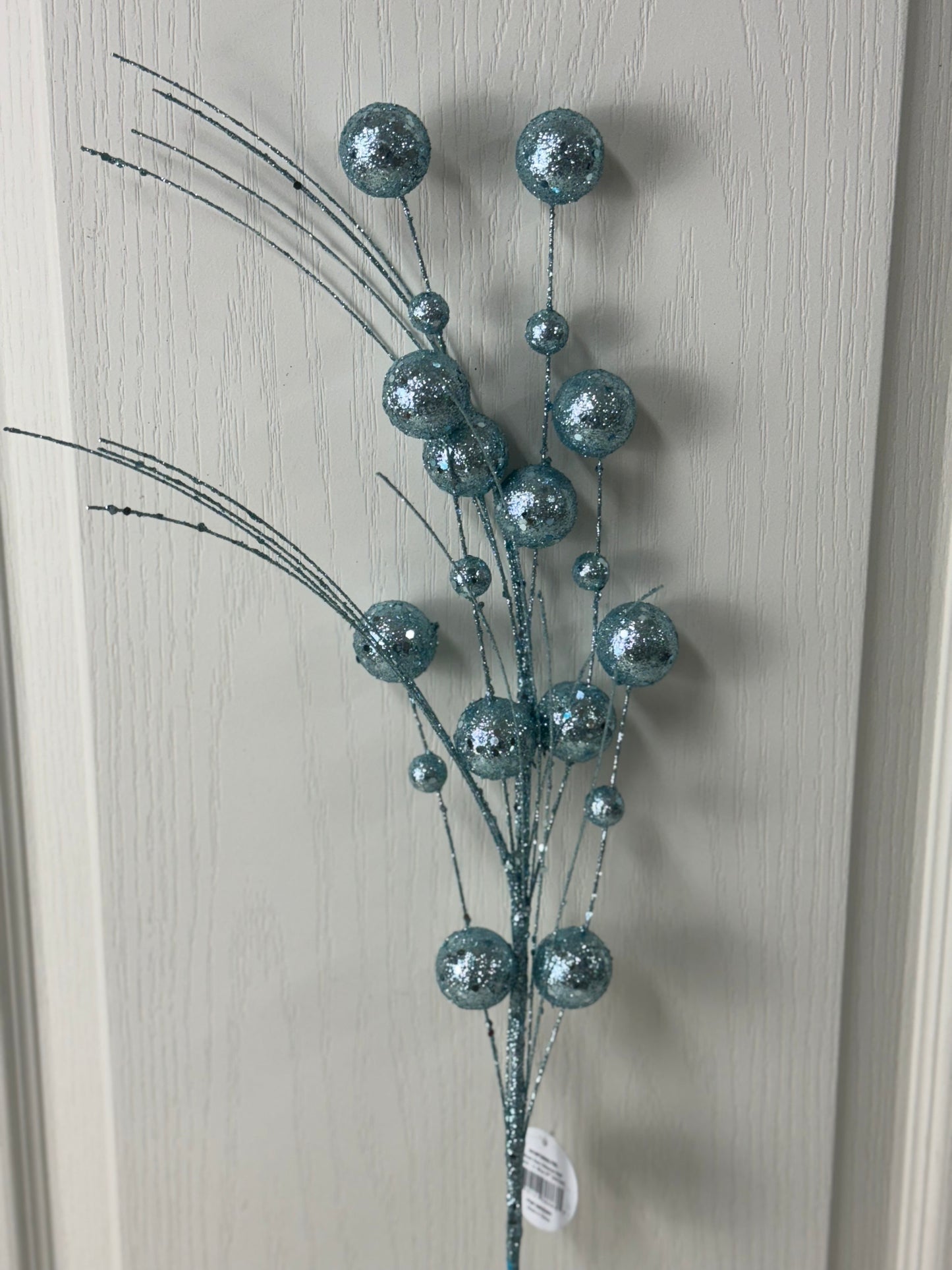 27 Inch Light Blue Glittered Ball Spray