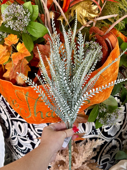 17.5 Inch Green And White Wash Bead Grass Bush