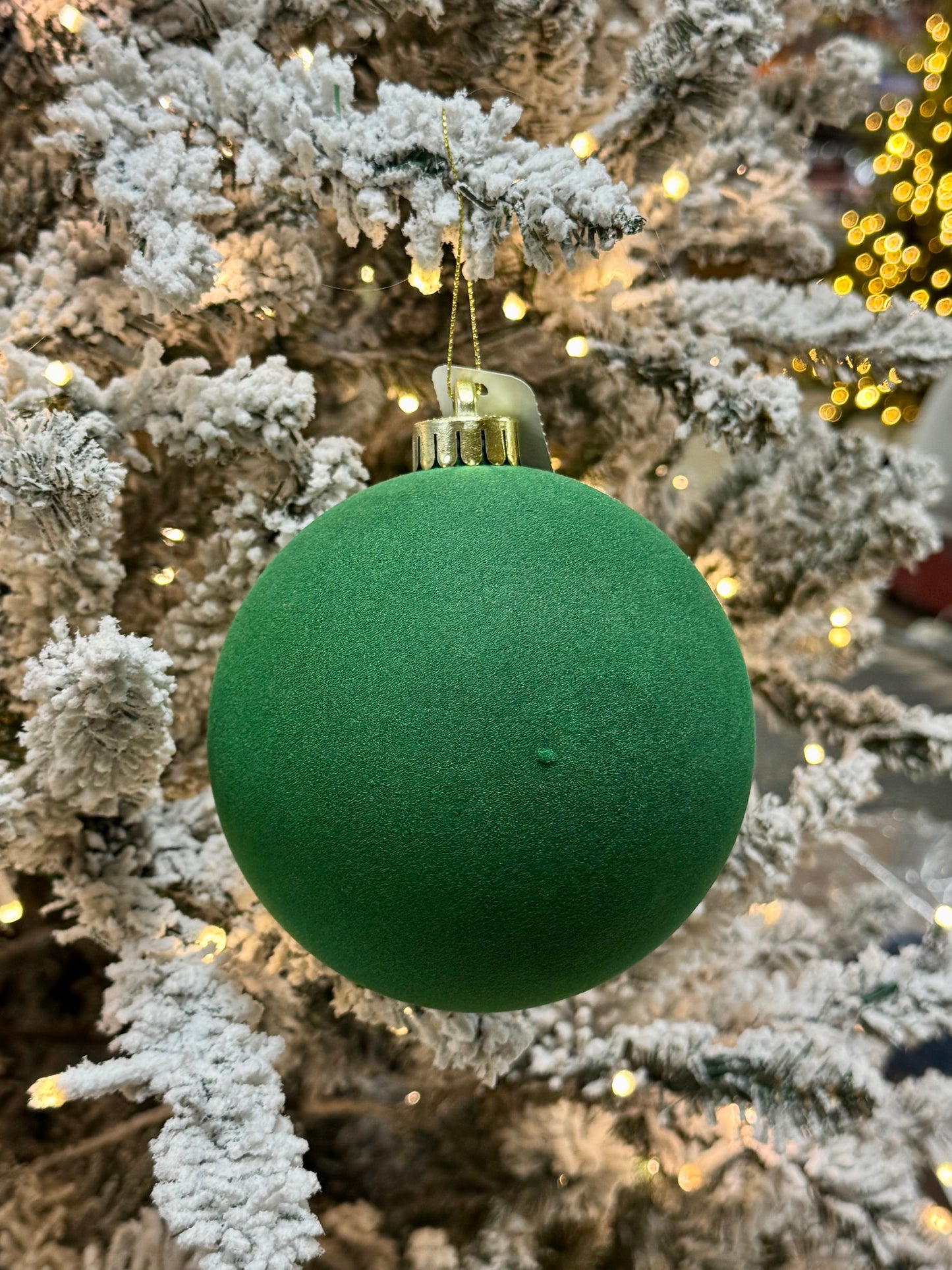 5 Inch Emerald Green Smooth Flocked Ornament Ball