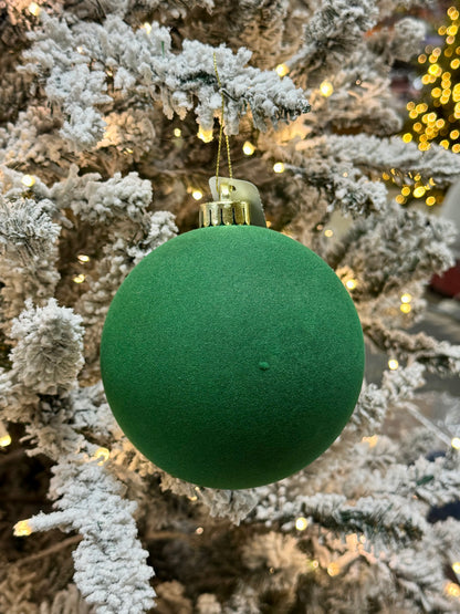 5 Inch Emerald Green Smooth Flocked Ornament Ball