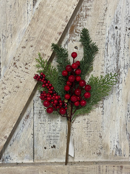 14 Inch Red Berry Holly Spray
