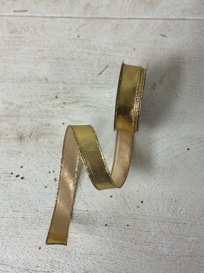 7/8 Inch By 10 Yard Gold Metallic Ribbon