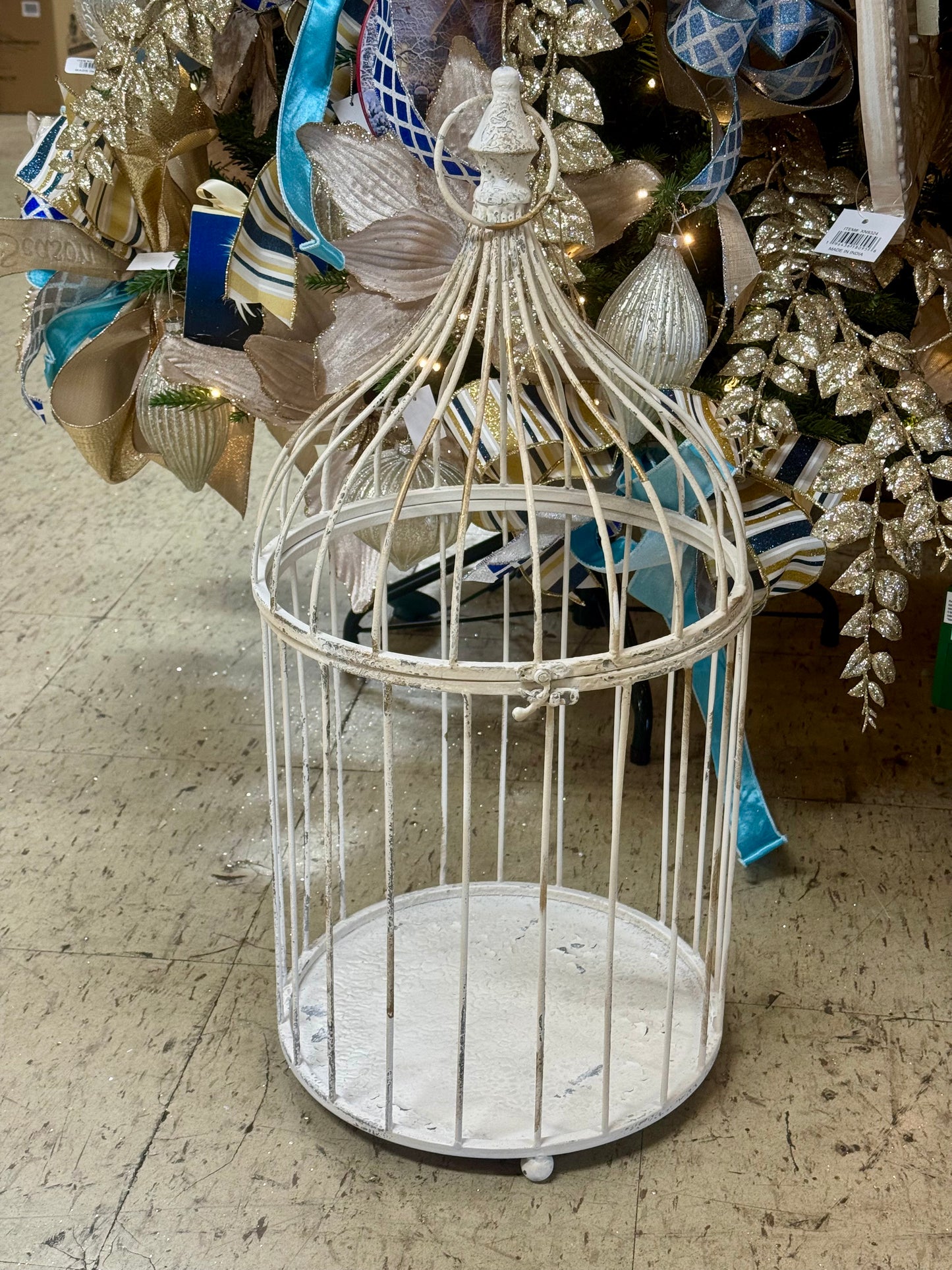 White Rustic Iron Bird Cage Two Sizes