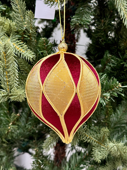 6 Inch Velvet Harlequin Onion Ornament Two Styles