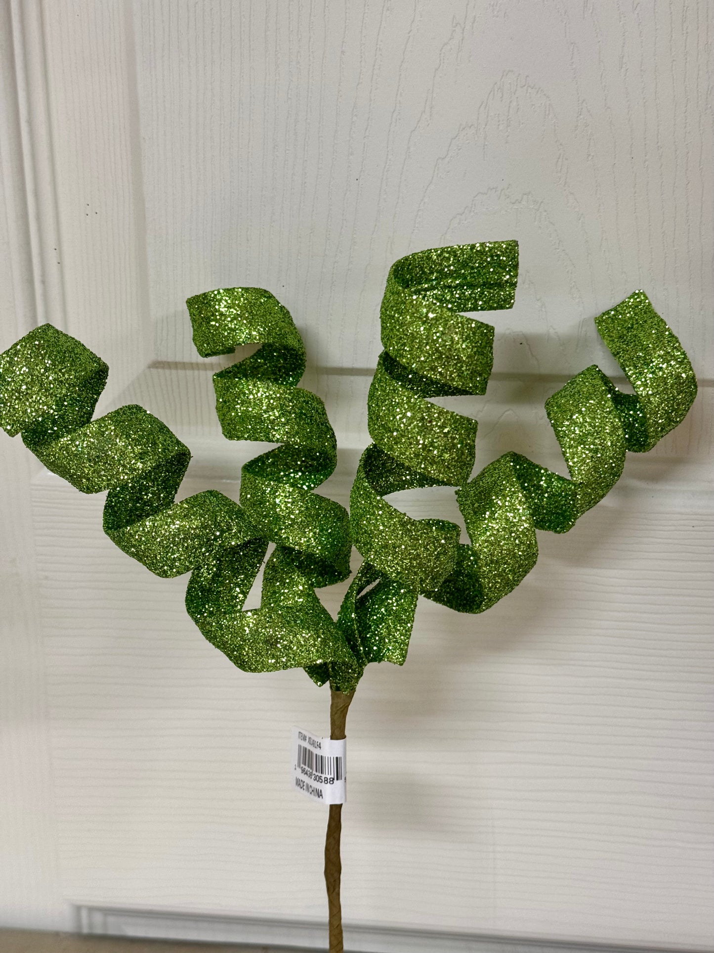 11 Inch Lime Green Glitter Curly Pick