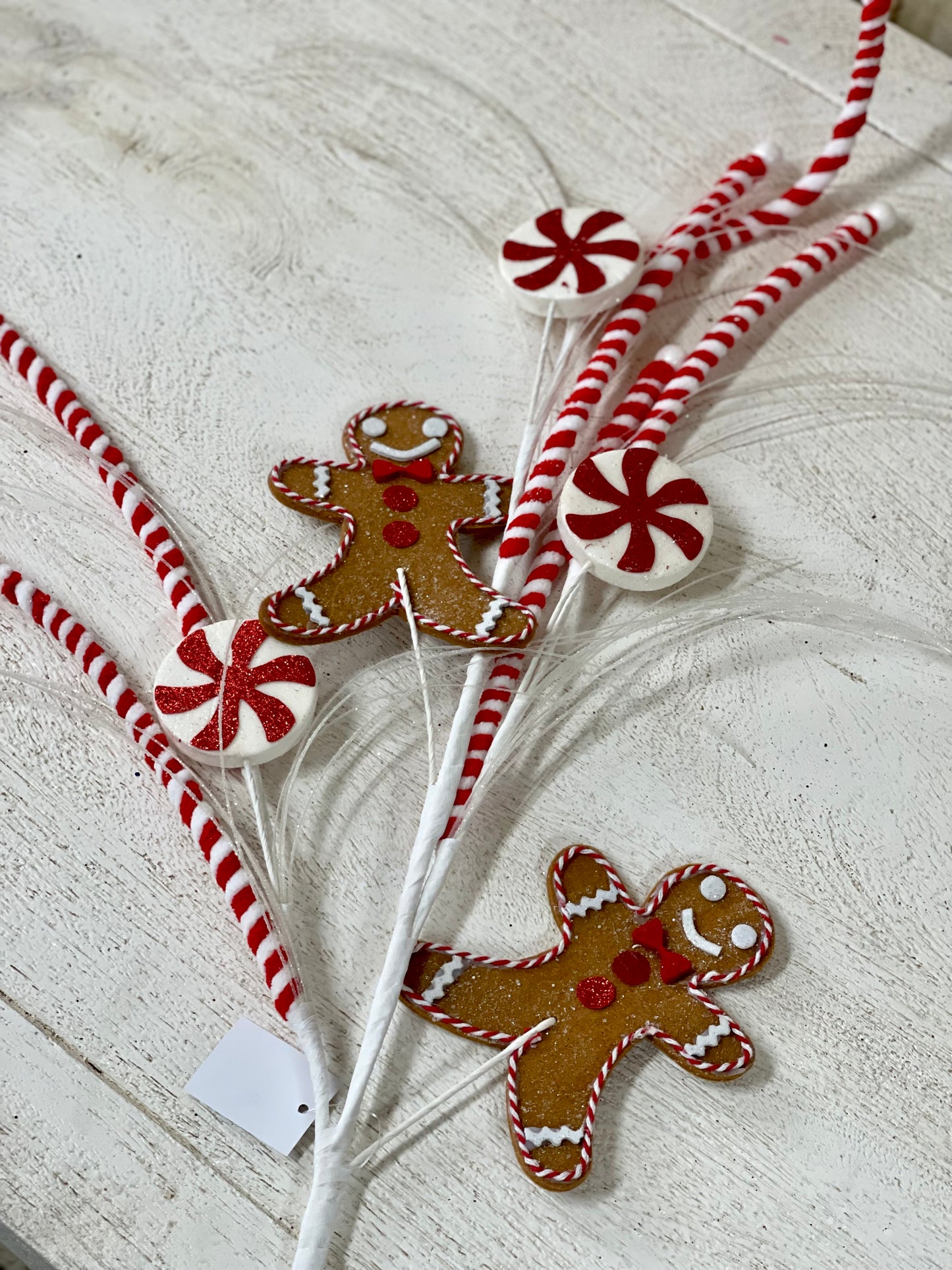 35 Inch Red And White Gingerbread Spray