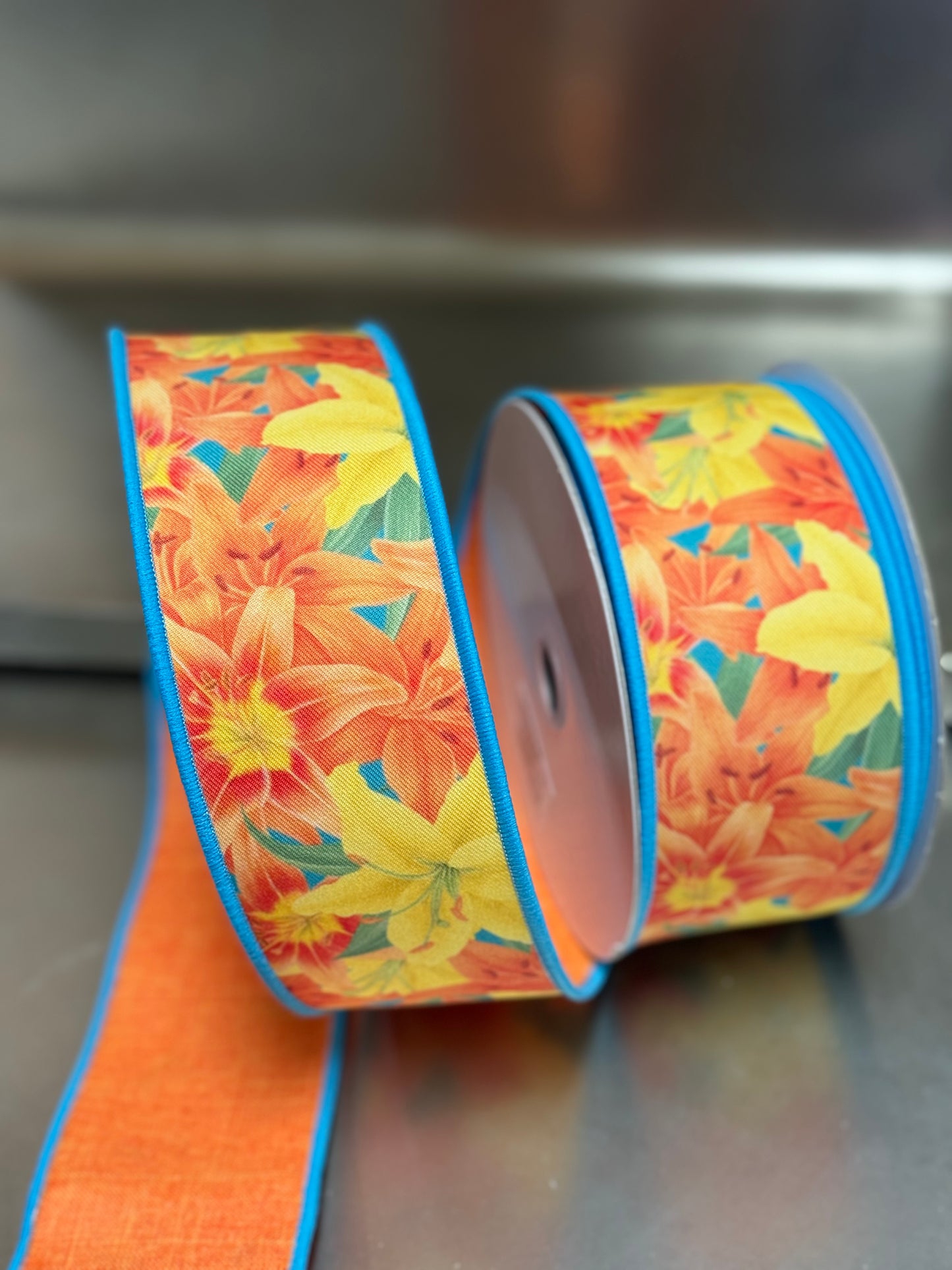 2.5 Inch By 10 Yard Lilies Fused Ribbon