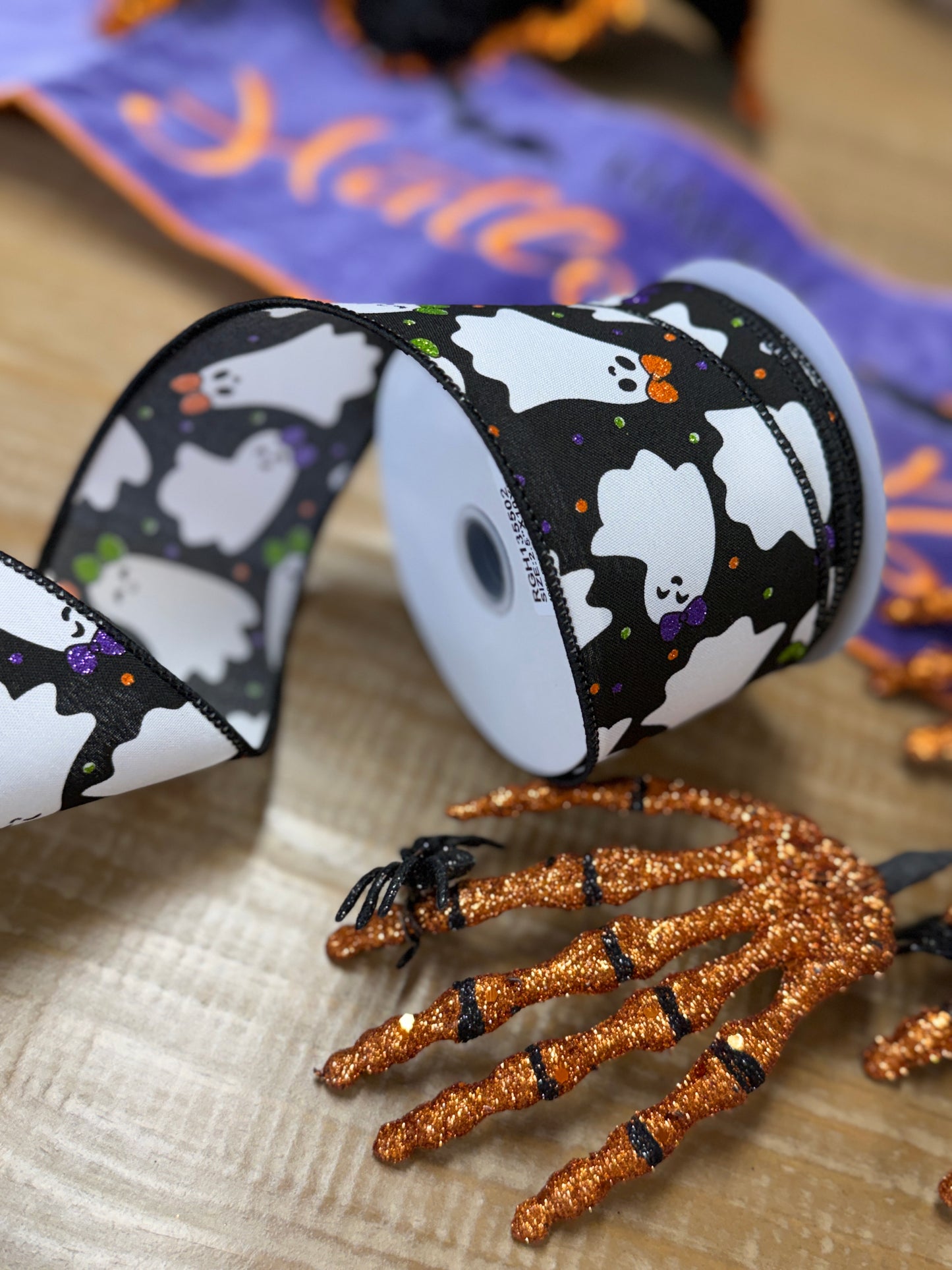 2.5 Inch By 10 Yard Ghosties With Bows Ribbon