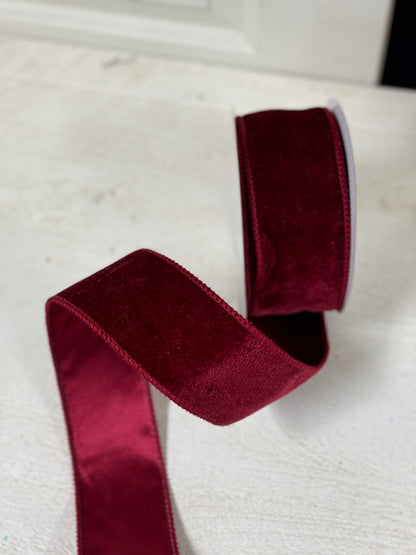 2.5 Inch By 10 Yard Burgundy Velvet Ribbon With Satin Backing