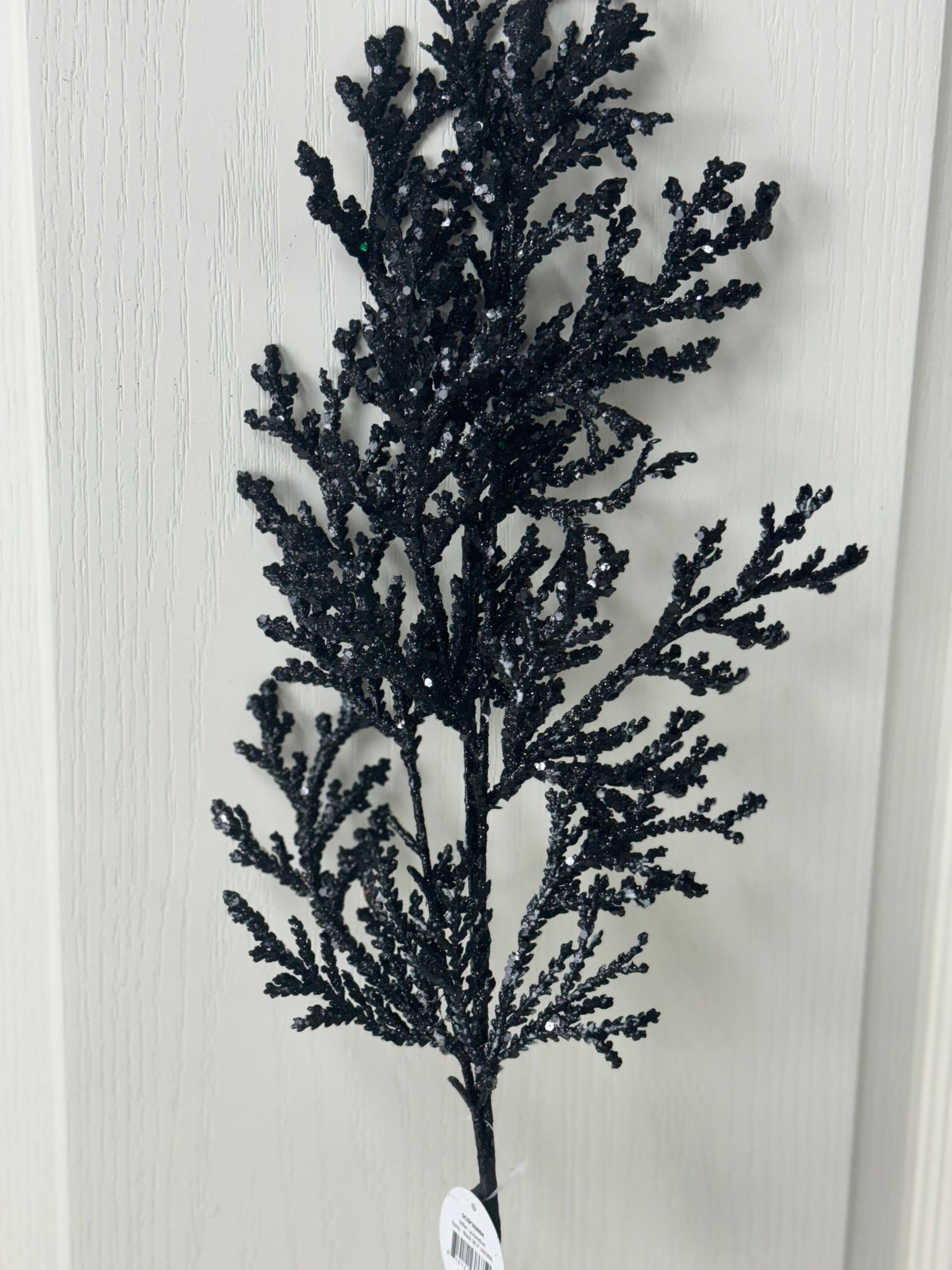 28.5 Inch Black Glitter Lycopodium Spray