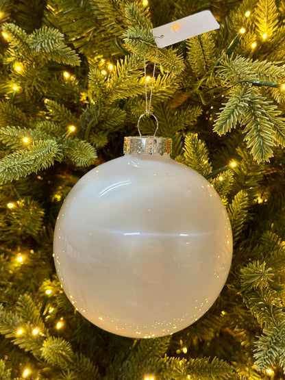 6 Inch Pearl White Lacquer Glass Look Ornament