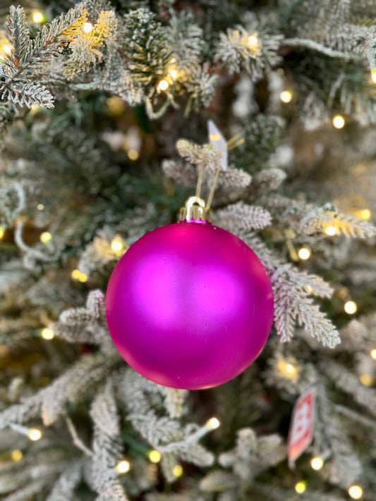 5 Inch Smooth Matte Fuchsia Ornament Ball