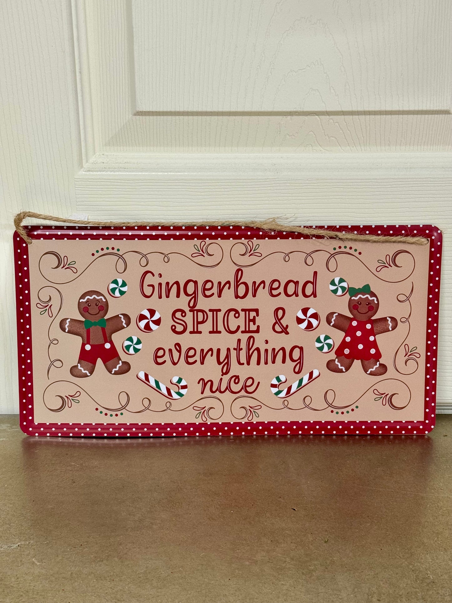 12 Inch Tan Gingerbread Spice Tin Sign