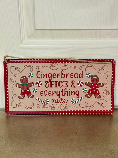 12 Inch Tan Gingerbread Spice Tin Sign