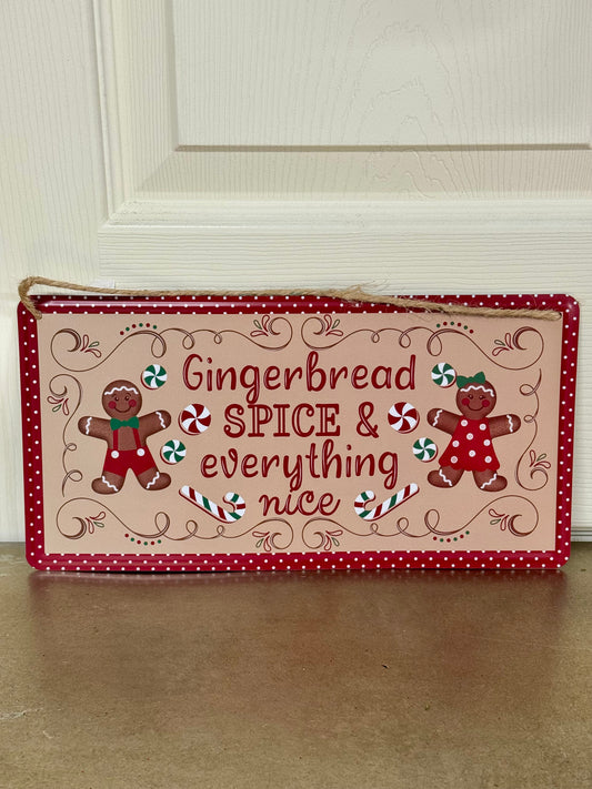 12 Inch Tan Gingerbread Spice Tin Sign