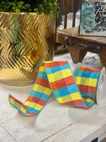 2.5 Inch By 10 Yard Lavalette Dupioni Check Ribbon