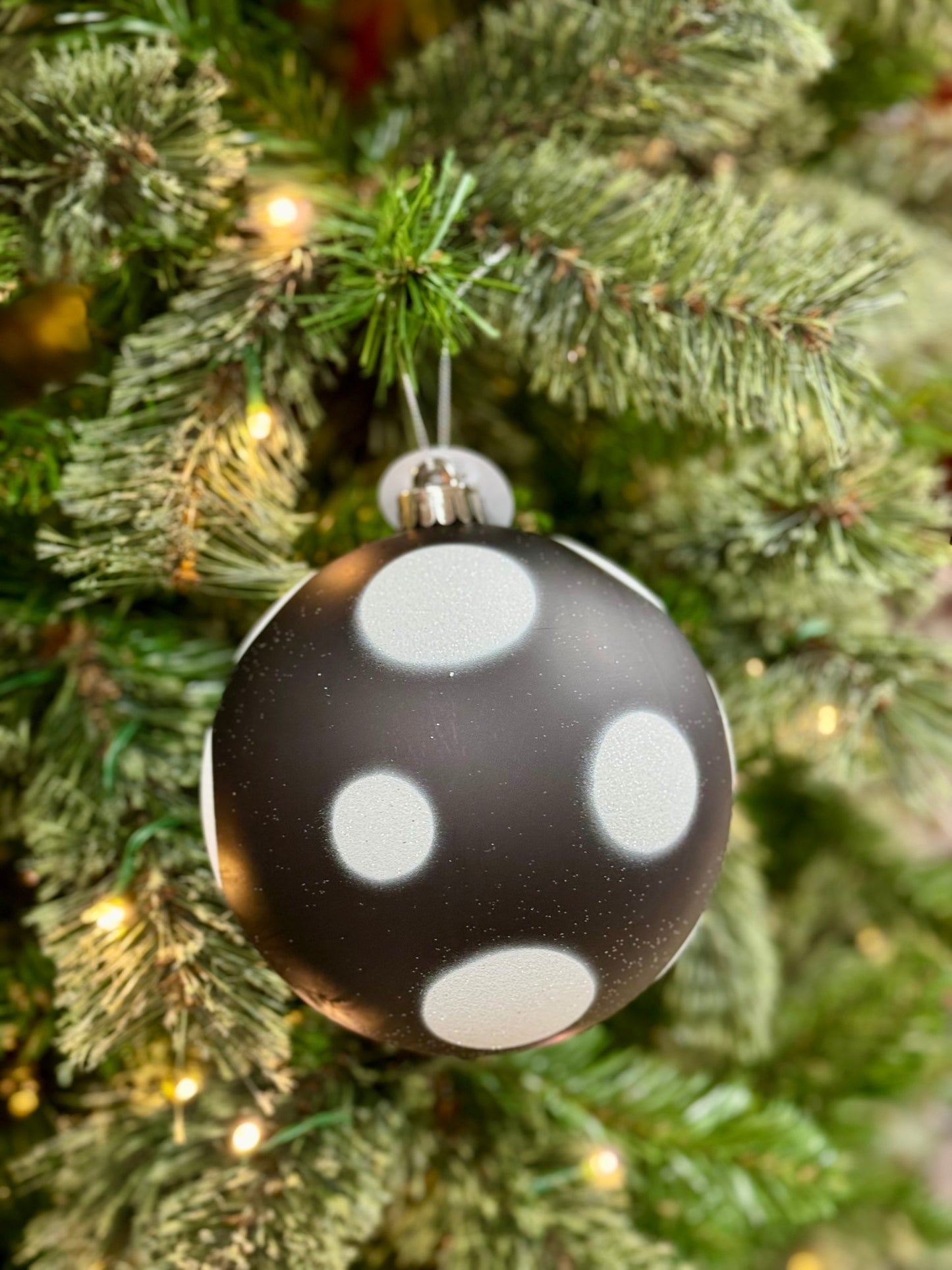 6 Inch Black And White Polka Dot Ornament Ball