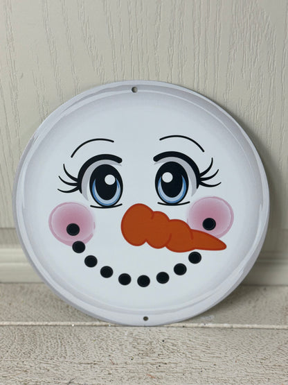 8 Inch Metal Snowman Face Sign