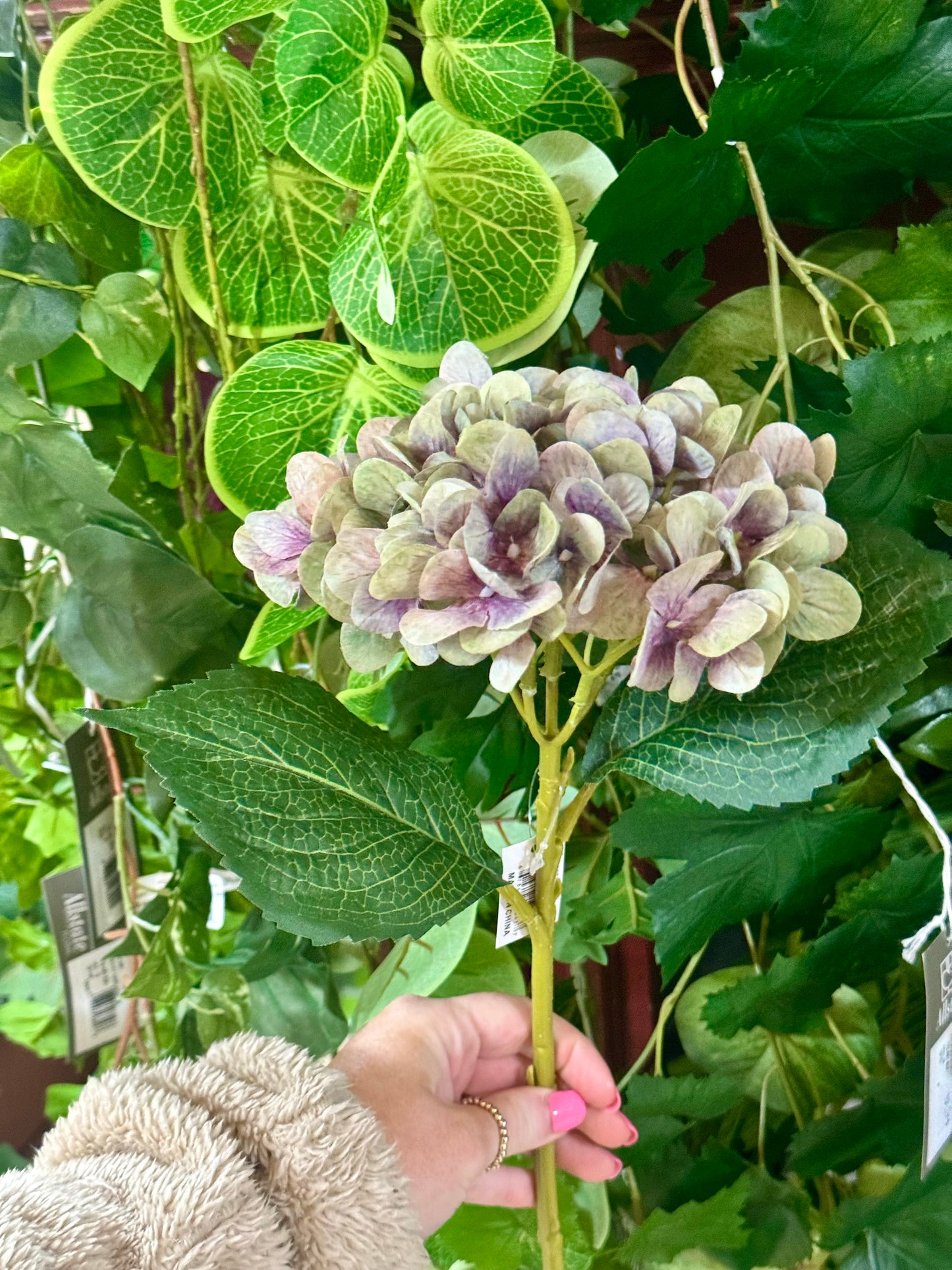 18 Inch Green And Lavender Hydrangea Stem