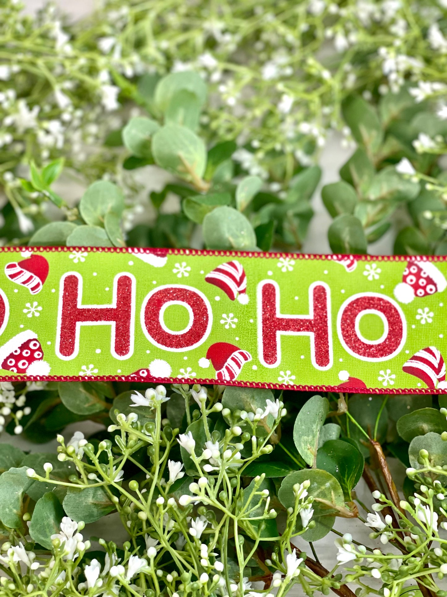 2.5” X 10 Yard Linen HoHoHo Christmas Ribbon